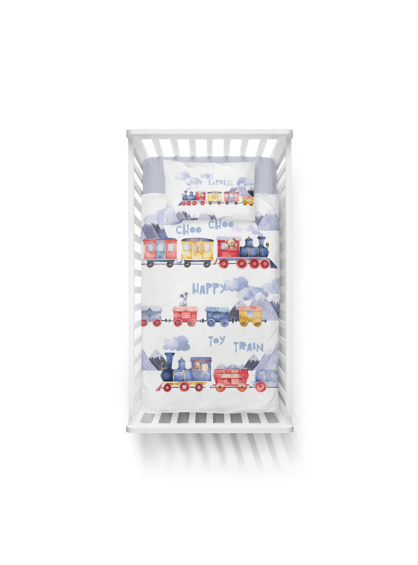 POŚCIEL DO ŁÓŻECZKA 100x135 POCIĄG LOKOMOTYWA 5507_A