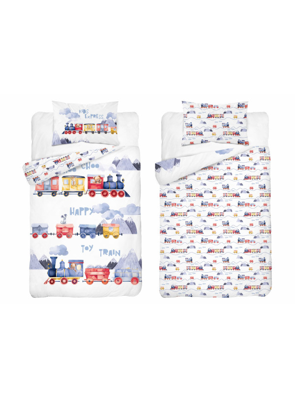 POŚCIEL DO ŁÓŻECZKA 90x120 POCIĄG LOKOMOTYWA 5507_A