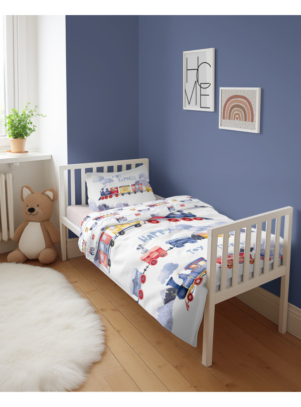 POŚCIEL DO ŁÓŻECZKA 90x120 POCIĄG LOKOMOTYWA 5507_A
