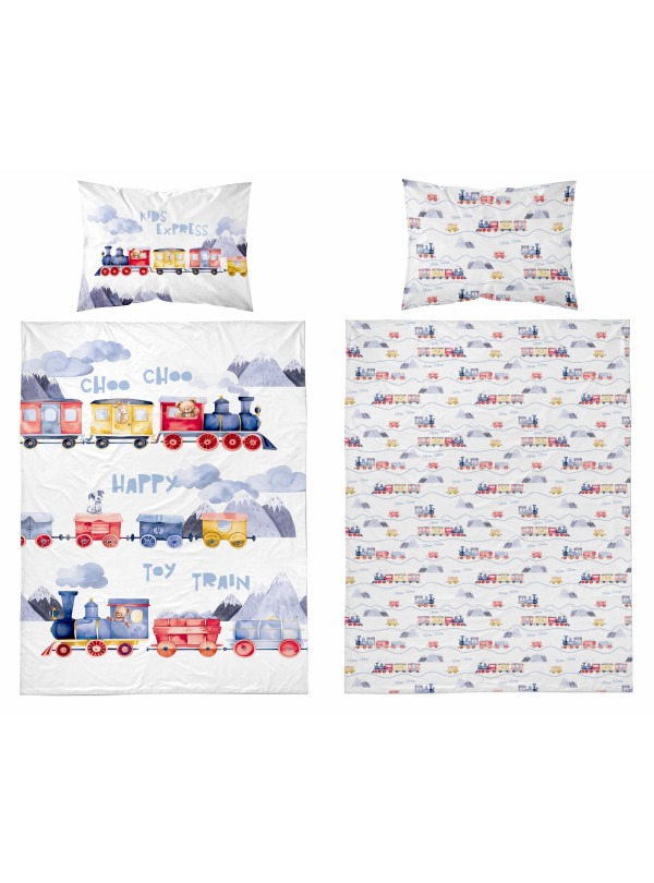 POŚCIEL DO ŁÓŻECZKA 90x120 POCIĄG LOKOMOTYWA 5507_A