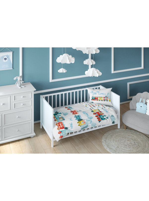 POŚCIEL DO ŁÓŻECZKA 100x135 POCIĄG LOKOMOTYWA 5507_B