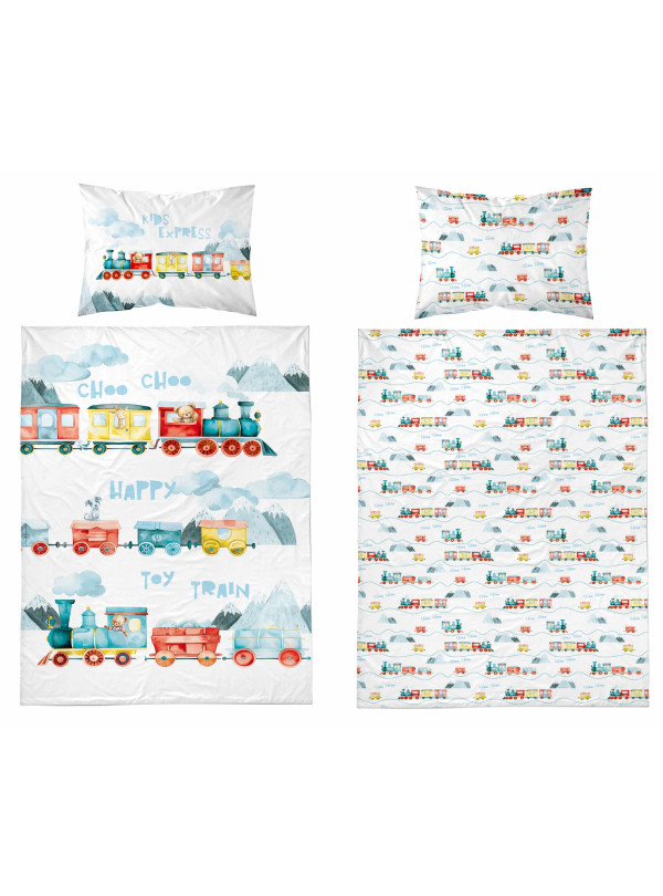 POŚCIEL DO ŁÓŻECZKA 100x135 POCIĄG LOKOMOTYWA 5507_B