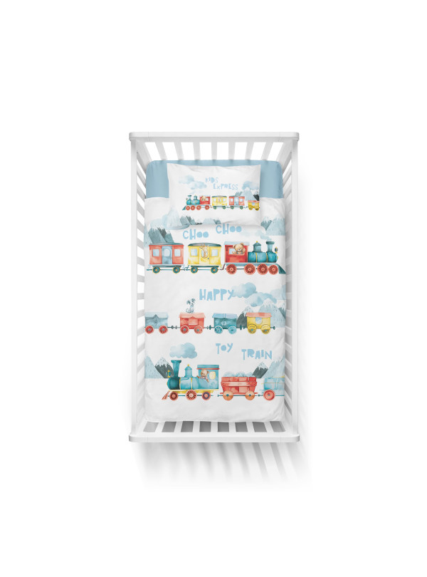POŚCIEL DO ŁÓŻECZKA 100x135 POCIĄG LOKOMOTYWA 5507_B