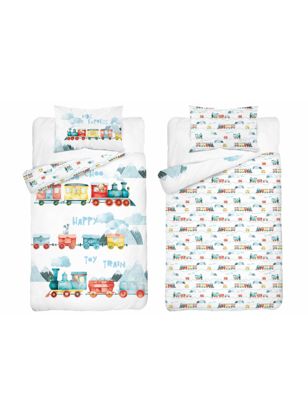 POŚCIEL DO ŁÓŻECZKA 90x120 POCIĄG LOKOMOTYWA 5507_B