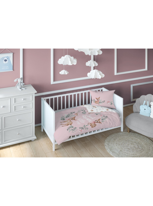 POŚCIEL DO ŁÓŻECZKA 90x120 SARENKI RÓŻOWA 5511_B