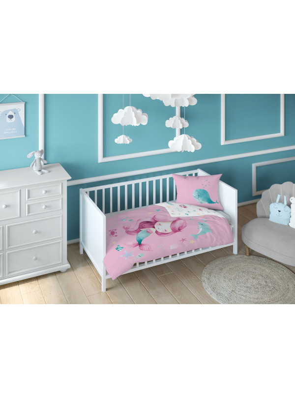 POŚCIEL DO ŁÓŻECZKA 100x135 SYRENKA RÓŻOWA 5512_A