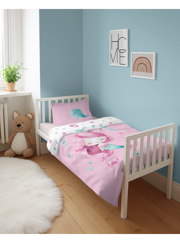 POŚCIEL DO ŁÓŻECZKA 90x120 SYRENKA RÓŻOWA 5512_A