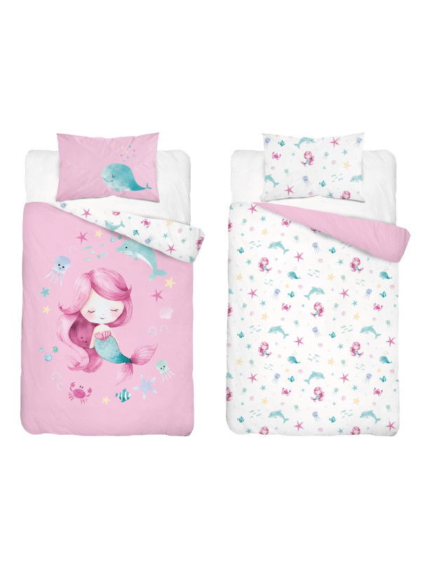 POŚCIEL DO ŁÓŻECZKA 90x120 SYRENKA RÓŻOWA 5512_A