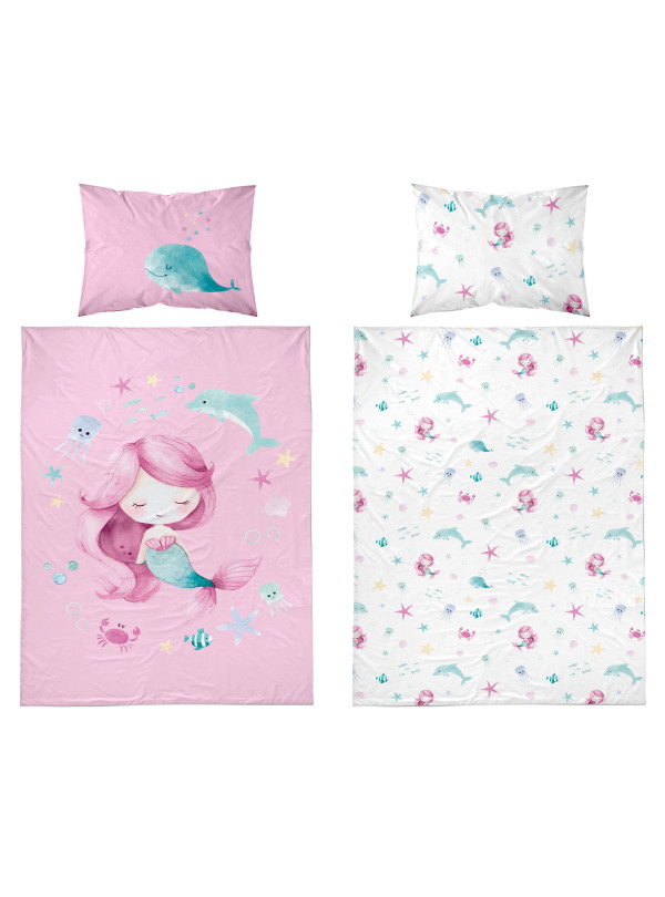 POŚCIEL DO ŁÓŻECZKA 90x120 SYRENKA RÓŻOWA 5512_A