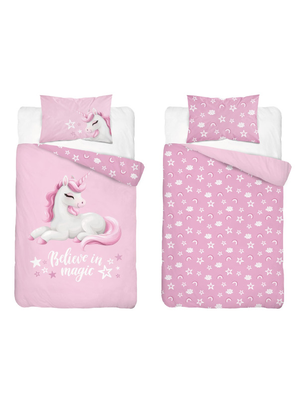 POŚCIEL DO ŁÓŻECZKA 100x135 JEDNOROŻEC RÓŻOWA 5517_A