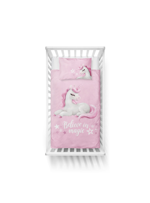 POŚCIEL DO ŁÓŻECZKA 100x135 JEDNOROŻEC RÓŻOWA 5517_A