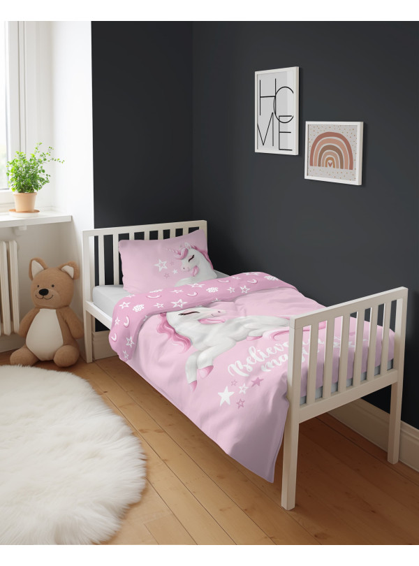 POŚCIEL DO ŁÓŻECZKA 90x120 JEDNOROŻEC RÓŻOWA 5517_A