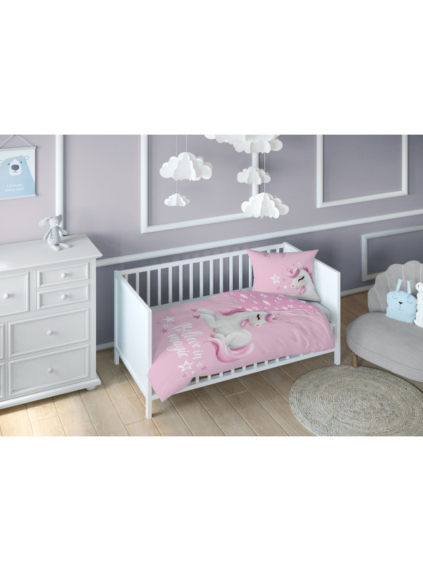 POŚCIEL DO ŁÓŻECZKA 90x120 JEDNOROŻEC RÓŻOWA 5517_A