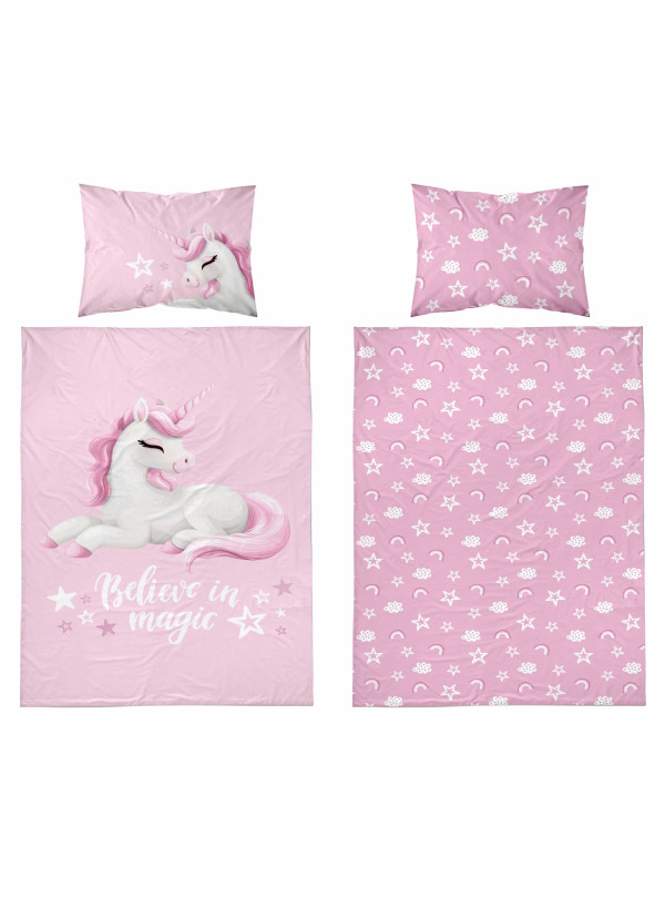 POŚCIEL DO ŁÓŻECZKA 90x120 JEDNOROŻEC RÓŻOWA 5517_A