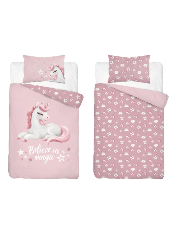 POŚCIEL DO ŁÓŻECZKA 100x135 JEDNOROŻEC RÓŻOWA 5517_B