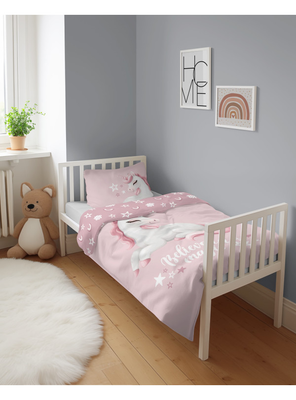 POŚCIEL DO ŁÓŻECZKA 100x135 JEDNOROŻEC RÓŻOWA 5517_B