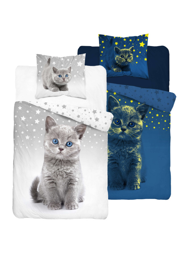 POŚCIEL 160x200 ŚWIECĄCA W CIEMNOŚCI KOT 4545_A