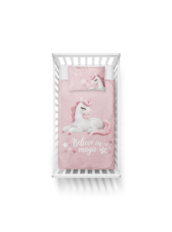 POŚCIEL DO ŁÓŻECZKA 90x120 JEDNOROŻEC RÓŻOWA 5517_B