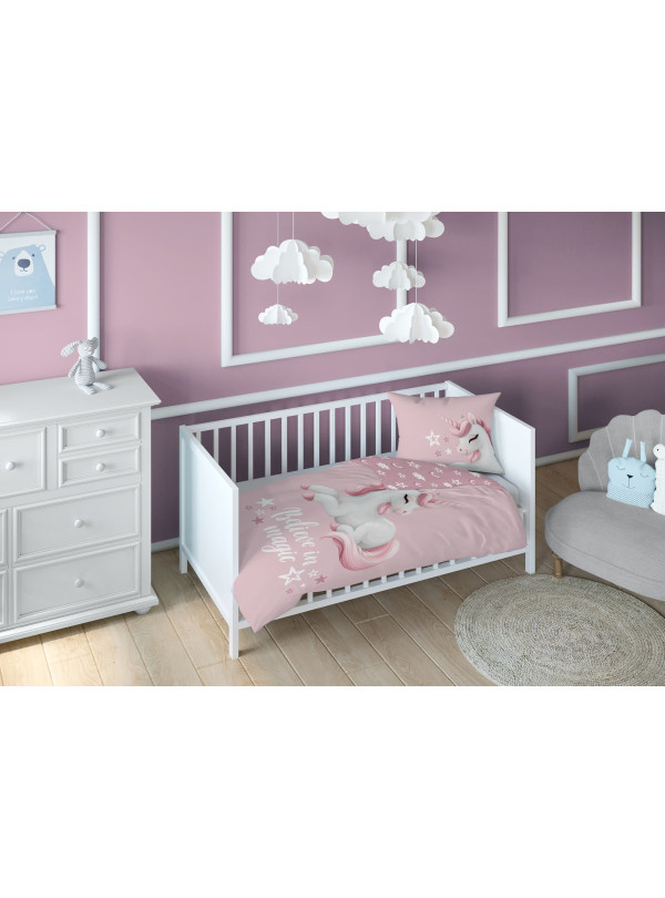 POŚCIEL DO ŁÓŻECZKA 90x120 JEDNOROŻEC RÓŻOWA 5517_B