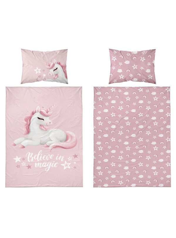 POŚCIEL DO ŁÓŻECZKA 90x120 JEDNOROŻEC RÓŻOWA 5517_B