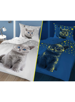 POŚCIEL 160x200 ŚWIECĄCA W CIEMNOŚCI KOT 4545_A 2