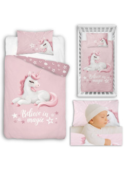 POŚCIEL DO ŁÓŻECZKA 100x135 JEDNOROŻEC RÓŻOWA 5517_B