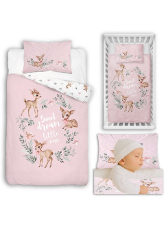 POŚCIEL DO ŁÓŻECZKA 90x120 SARENKI RÓŻOWA 5511_B