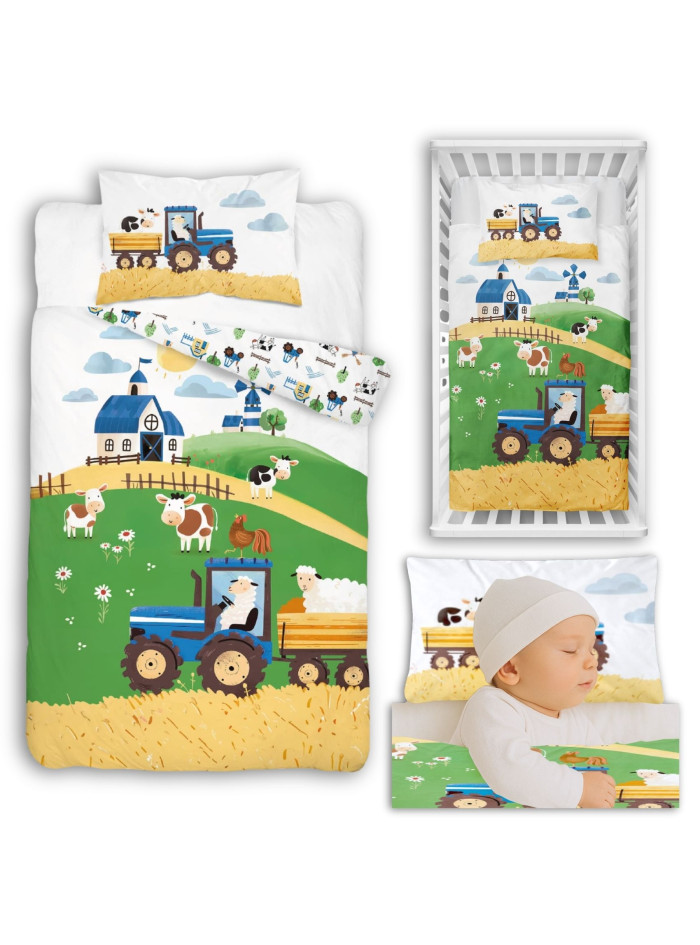 POŚCIEL DO ŁÓŻECZKA 100x135 FARMA OWIECZKI 5513_B