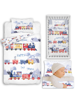 POŚCIEL DO ŁÓŻECZKA 90x120 POCIĄG LOKOMOTYWA 5507_A