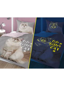 POŚCIEL 140x200 ŚWIECĄCA W CIEMNOŚCI KOT 4540_A 2