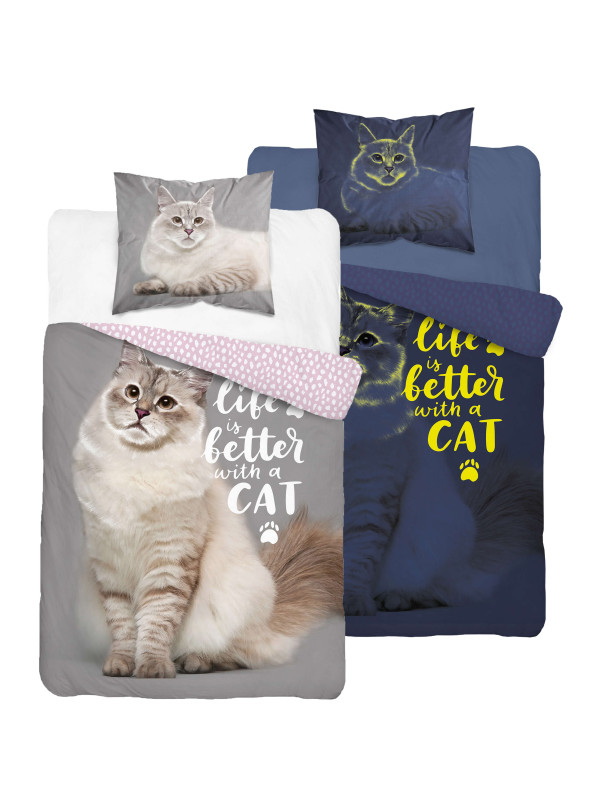 POŚCIEL 140x200 ŚWIECĄCA W CIEMNOŚCI KOT 4540_A