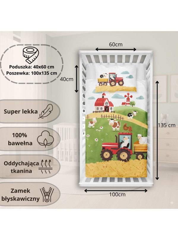 POŚCIEL DO ŁÓŻECZKA 100x135 FARMA OWIECZKI 5513_A