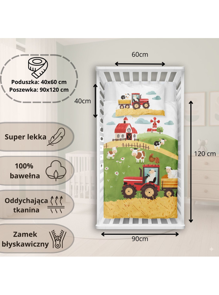 POŚCIEL DO ŁÓŻECZKA 90x120 FARMA OWIECZKI 5513_A