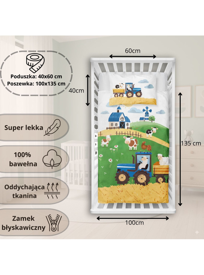 POŚCIEL DO ŁÓŻECZKA 100x135 FARMA OWIECZKI 5513_B