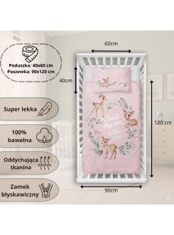 POŚCIEL DO ŁÓŻECZKA 90x120 SARENKI RÓŻOWA 5511_B 2