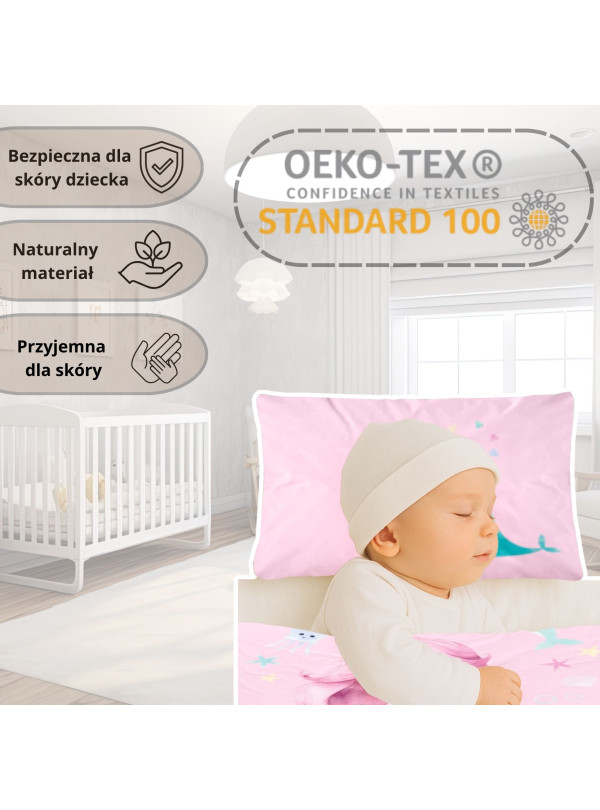 POŚCIEL DO ŁÓŻECZKA 90x120 SYRENKA RÓŻOWA 5512_A