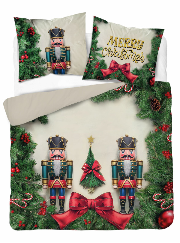 POŚCIEL 200x220 BAWEŁNIANA ŚWIĄTECZNA DZIADEK DO ORZECHÓW 5300_A