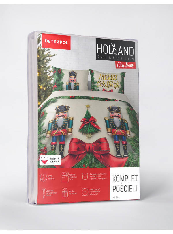 POŚCIEL 200x220 BAWEŁNIANA ŚWIĄTECZNA DZIADEK DO ORZECHÓW 5300_A