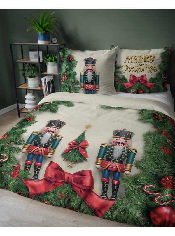 POŚCIEL 200x220 BAWEŁNIANA ŚWIĄTECZNA DZIADEK DO ORZECHÓW 5300_A