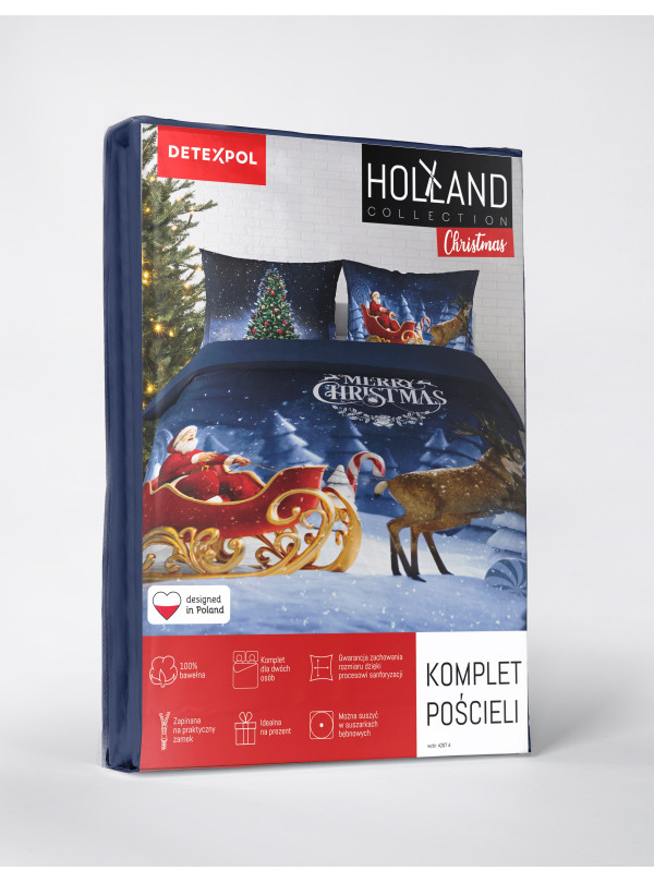 POŚCIEL 160x200 BAWEŁNIANA ŚWIĄTECZNA ŚWIĘTY MIKOŁAJ 4267_A