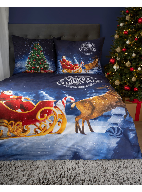 POŚCIEL 160x200 BAWEŁNIANA ŚWIĄTECZNA ŚWIĘTY MIKOŁAJ 4267_A