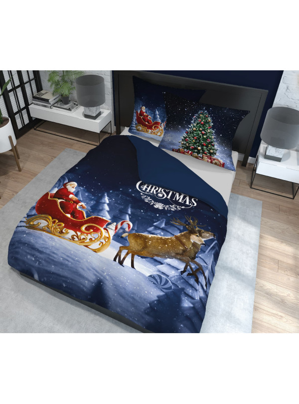 POŚCIEL 160x200 BAWEŁNIANA ŚWIĄTECZNA ŚWIĘTY MIKOŁAJ 4267_A