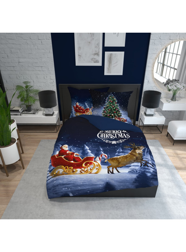 POŚCIEL 160x200 BAWEŁNIANA ŚWIĄTECZNA ŚWIĘTY MIKOŁAJ 4267_A