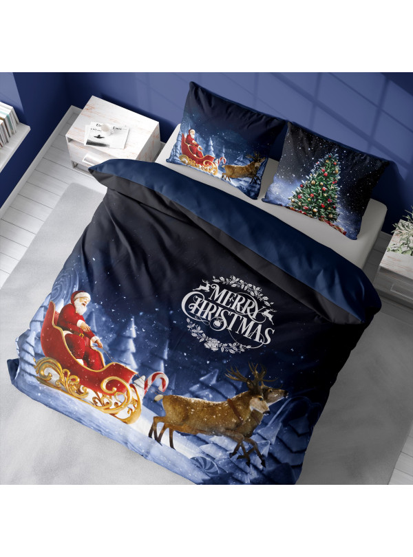 POŚCIEL 160x200 BAWEŁNIANA ŚWIĄTECZNA ŚWIĘTY MIKOŁAJ 4267_A