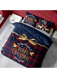 POŚCIEL 160x200 BAWEŁNIANA ŚWIĄTECZNA MERRY CHRISTMAS 4266_A