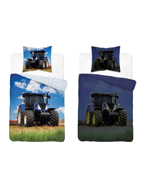 POŚCIEL 140x200 ŚWIECĄCA W CIEMNOŚCI TRAKTOR