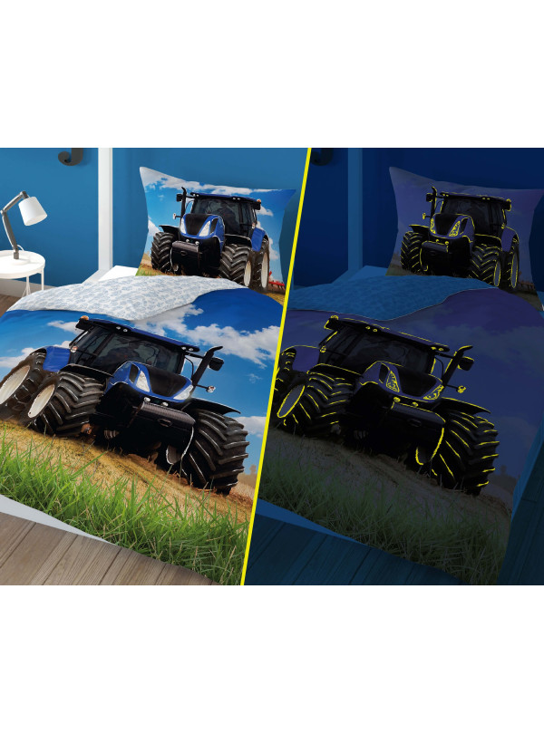 POŚCIEL 140x200 ŚWIECĄCA W CIEMNOŚCI TRAKTOR