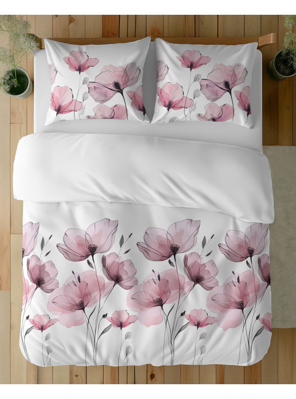 POŚCIEL BAWEŁNIANA 160x200 W RÓŻOWE KWIATY 5496_B