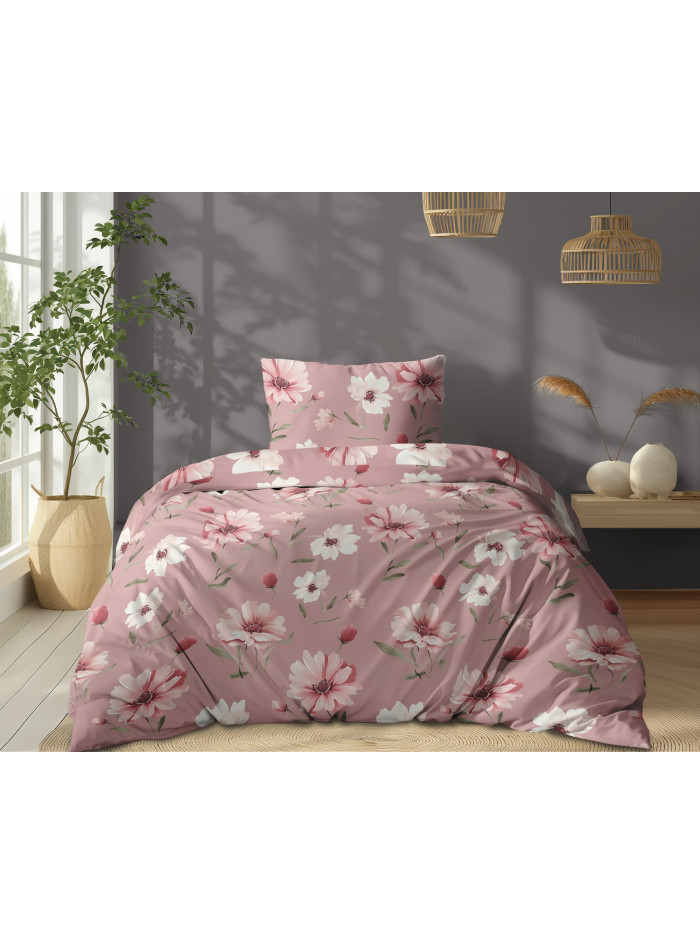 POŚCIEL BAWEŁNIANA 200x220 W RÓŻOWE KWIATY 5502_A
