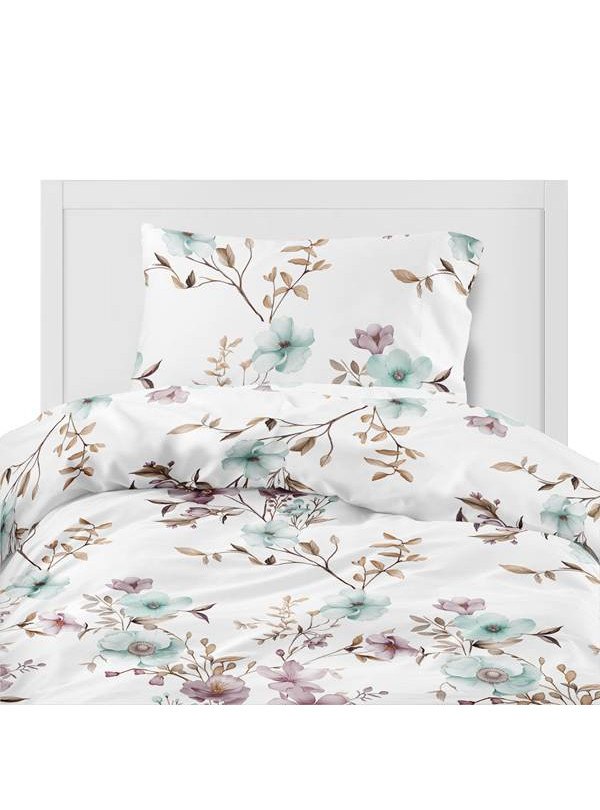 POŚCIEL FLANELOWA 140x200 W KWIATY BAWEŁNIANA 5635_B